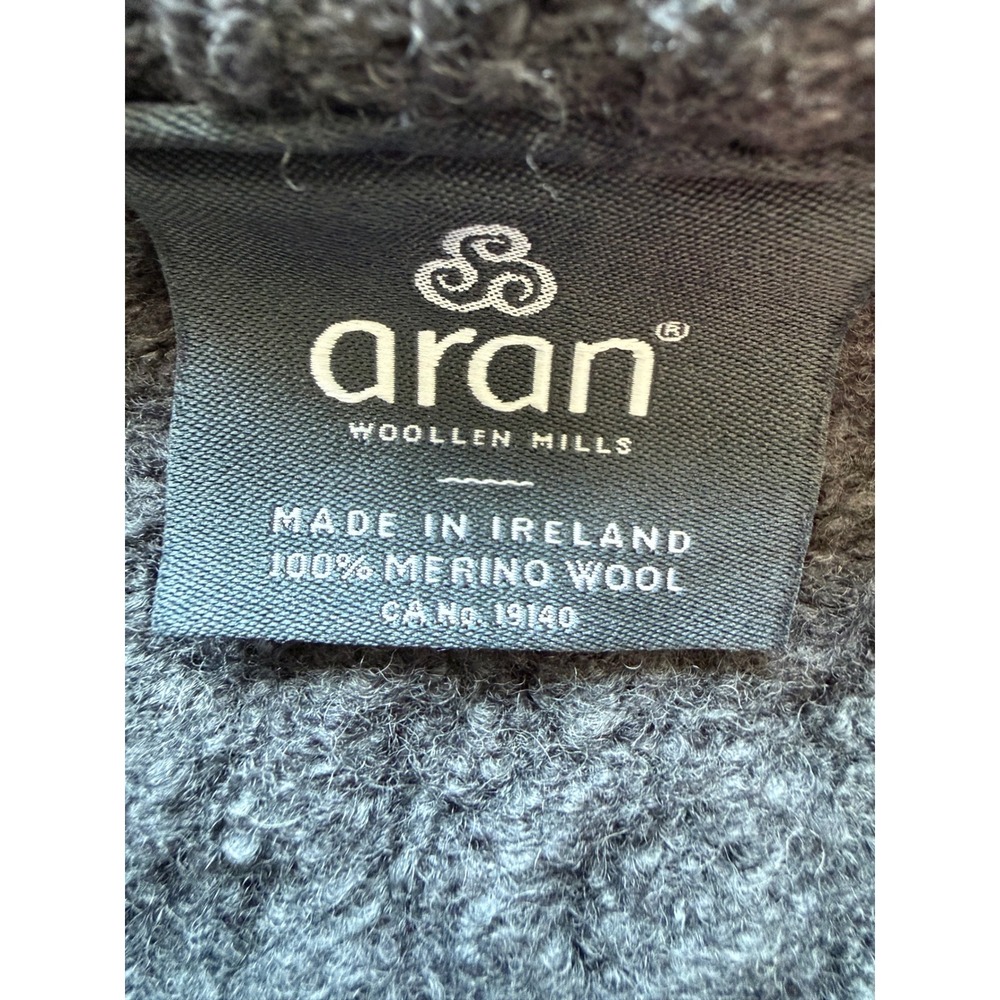 Aran Woollen Mills Merino Wool Cable Knit Sweater Gray Made in Ireland XL - Picture 6 of 12